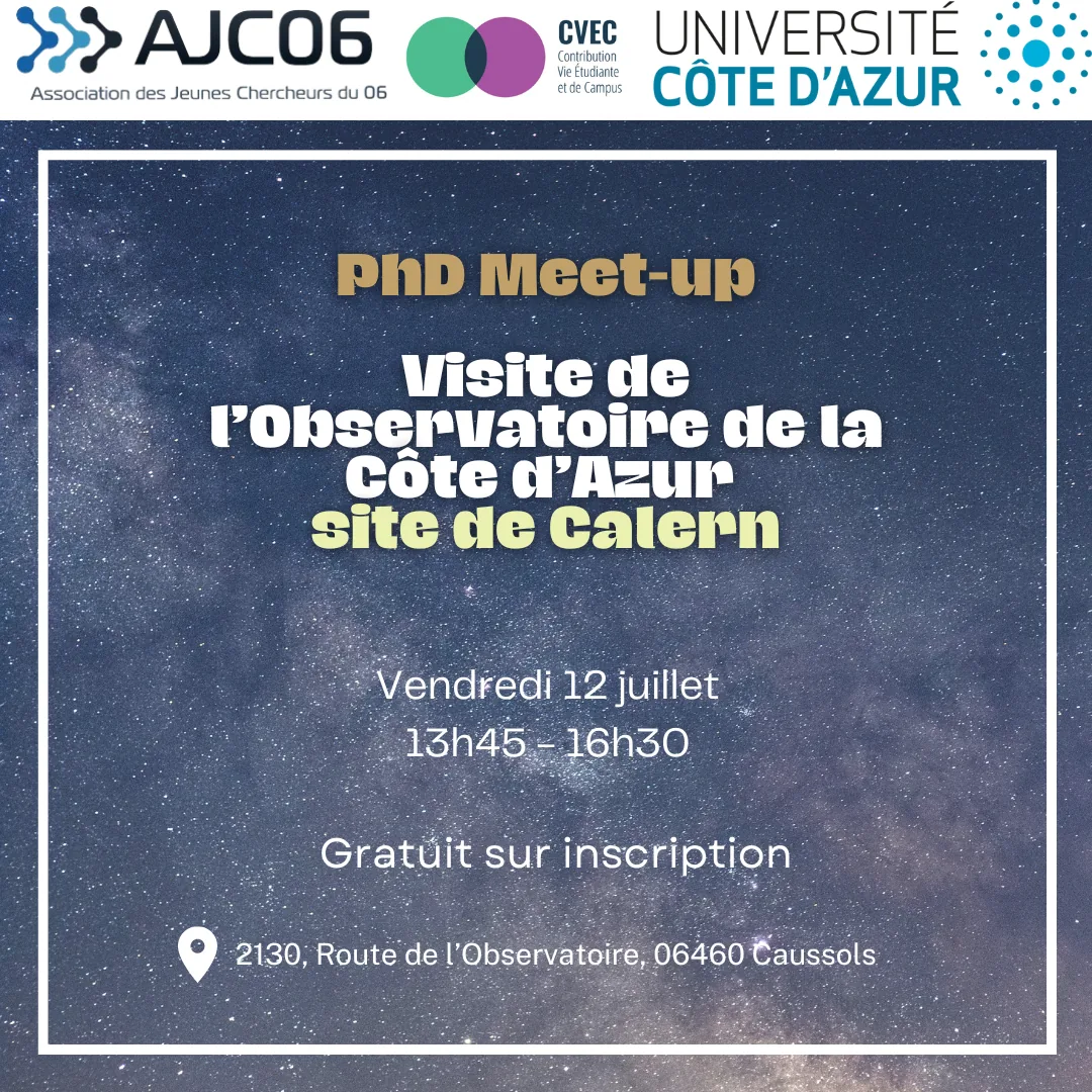 Affiche : PhD meet-up – Visite de l’Observatoire de la Côte d’Azur, site de Calern