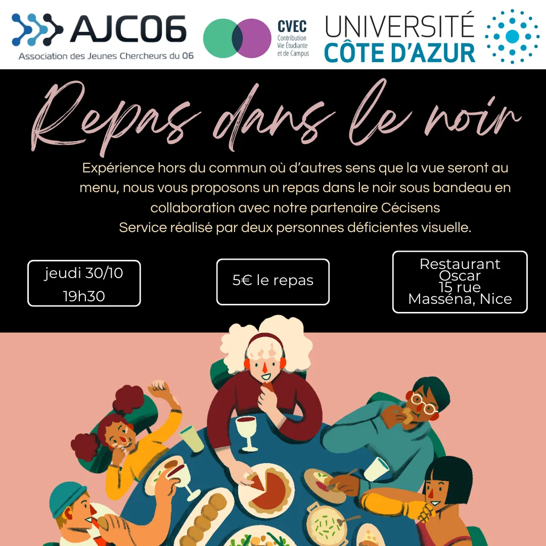 Affiche : PhD Meet-up: Expérience Sensorielle « Repas dans le Noir »